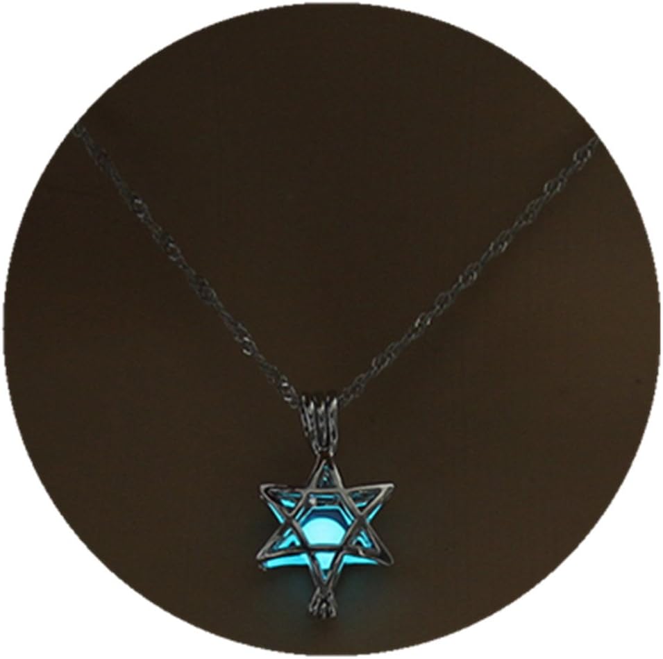 Star Necklace Pendant GLOW IN DARK Green, Glowing Star Necklace Woman Jewelry