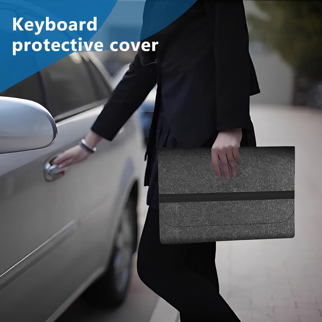Housse en feutrine compatible avec Logitech K380 – Pochette de protection mince avec fermeture velcro – Étui clavier portable, doux et anti-poussière – Gris
