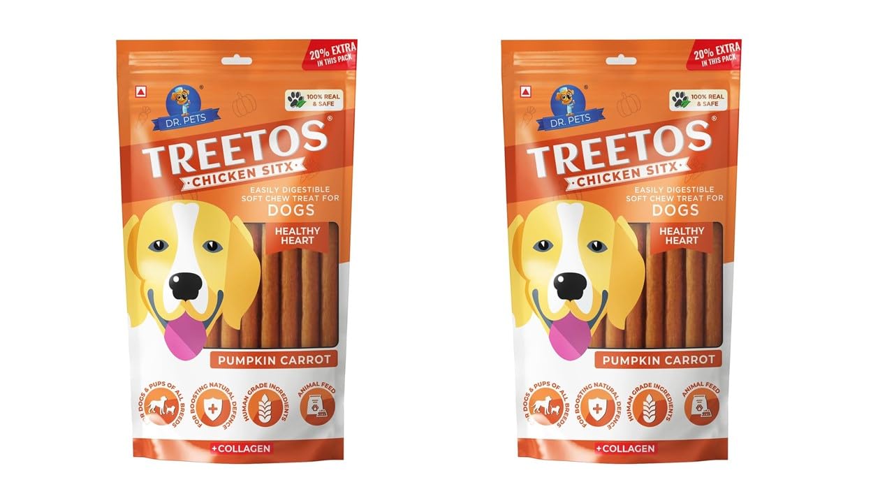 Dr.Pets Treetos Gluten Free Dog Treats|Non Vegetarian Treats for All Dogs|Meal Topper|Flavour-Pumpkin Carrot| Weight-85g|Pack of 2 (B0C946CZY6) Amazon Price History, Amazon Price Tracker