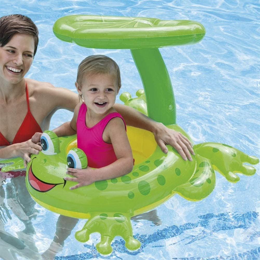 Bouée Siège Grenouille Pour Bébé – 6-30 Mois – Auvent Amovible – Matériau PVC Sûr – Vert – NEWYANG