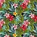 Produktbild Aloha Hawaiianischer Hibiskusblüten und tropische Blätter, Baumwoll-Popeline, bedruckt, 112 cm breit, ideal zum Basteln, Nähen, Patchwork und Schneidern