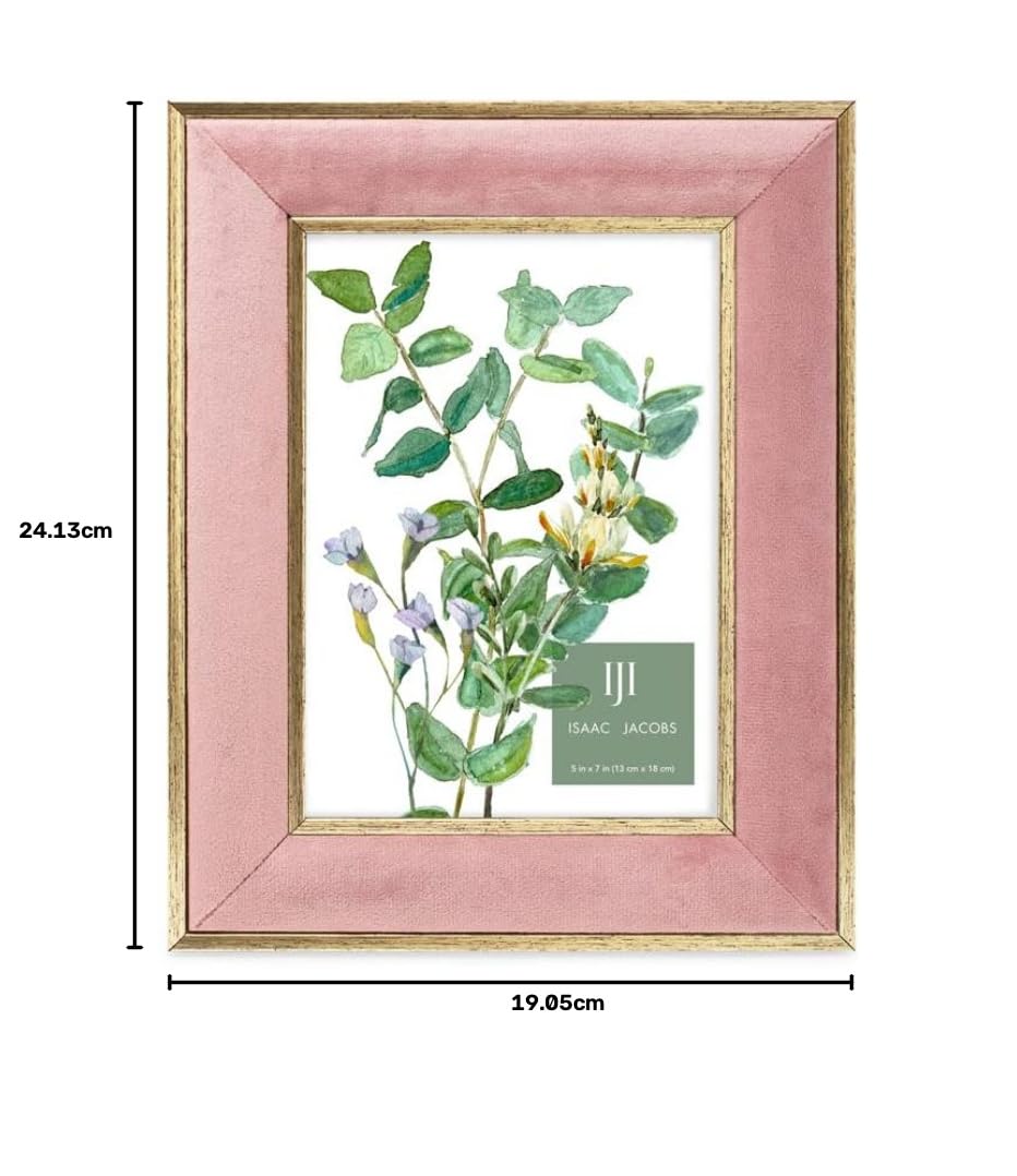 Isaac Jacobs 12,7 x 17,8 cm rosa Samt-Bilderrahmen mit metallisch-goldener Doppelbordüre, Fotorahmen, horizontal und vertikal… – Ansicht 5