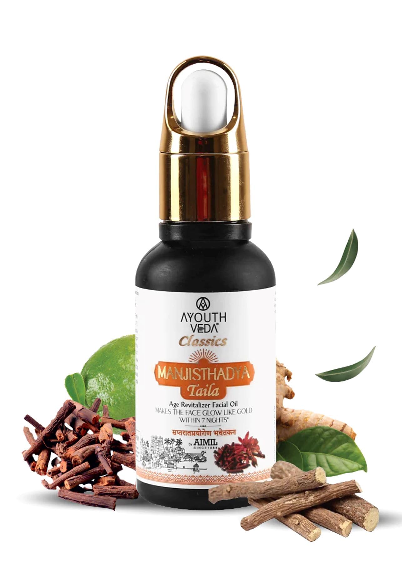 Ayouthveda Manjisthadya Taila | Nourishes Skin Tone With Goat Milk & Matulunga| Helps To Restore Dull Skin | Work As Natural Skin Illuminator | Anti-Aging Facial Oil (Pack Of 2-30ml each)