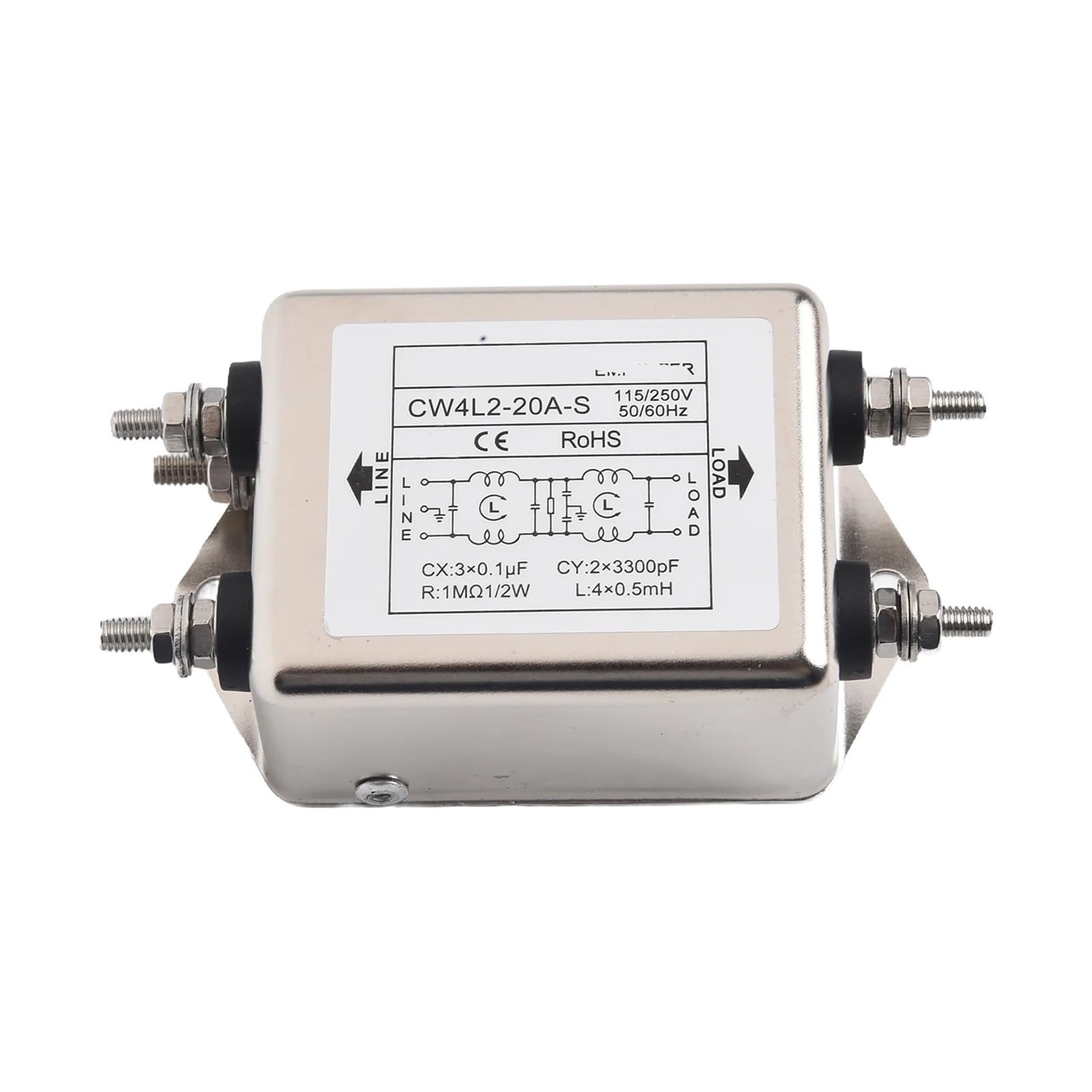 YTMJPQQJI CW4L210AS/20A-S Double Stage Bolt-On Power Filter 220VAC 0.30 Frequency Bolt-On Mount 115V 250V Voltage(CW4L2-20A-S)