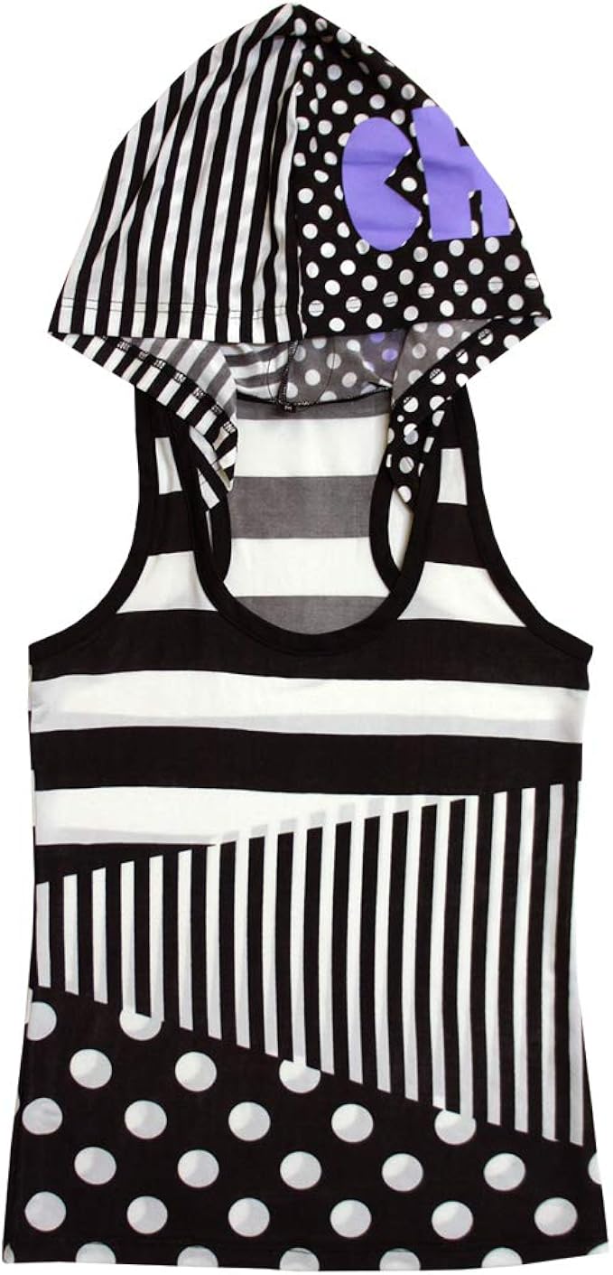 Amazon Cheer チアー ドット ボーダー コンビ フード付き タンクトップ ダンス 衣装 ヒップホップ パーカー フーディー ストライプ 総柄 レディース キッズ ジュニア スポーツミックス おしゃれ かわいい 韓国 子供服 タンク チア アクティブシャツ Tシャツ 通販