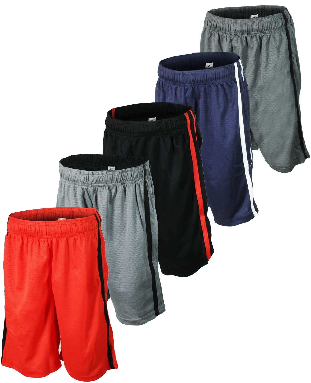 BROOKLYN VERTICALBoys 5-Pack Athletic Mesh Basketball Shorts with Pockets| Sizes 2T to 18/20