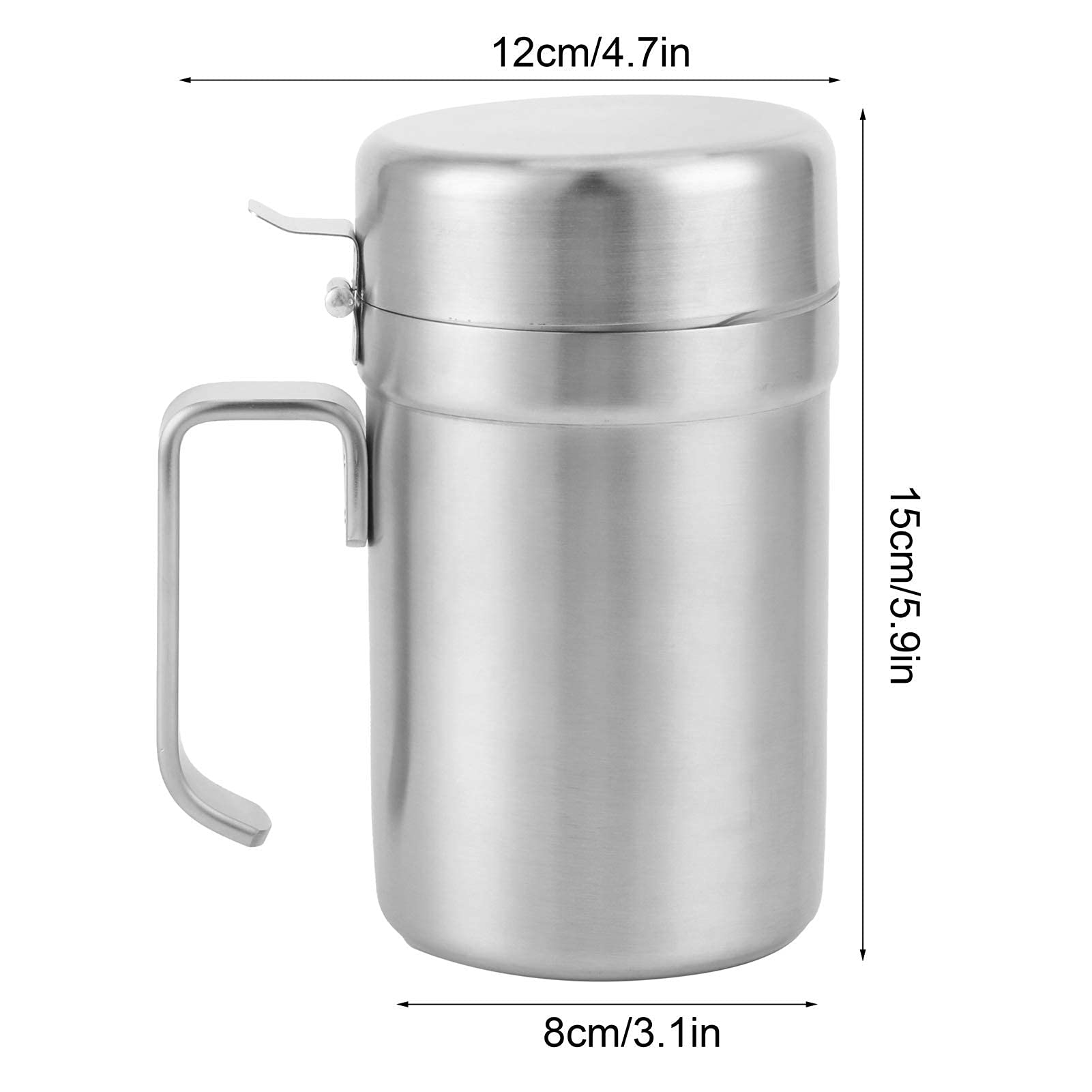 Bottiglia Dispenser Olio D'Oliva in Acciaio Inox 550 Ml, Contenitore Vaso Dispenser Olio A Prova di Perdite con Coperchio per Grasso Pancetta, Olio per Cucinare O Friggere