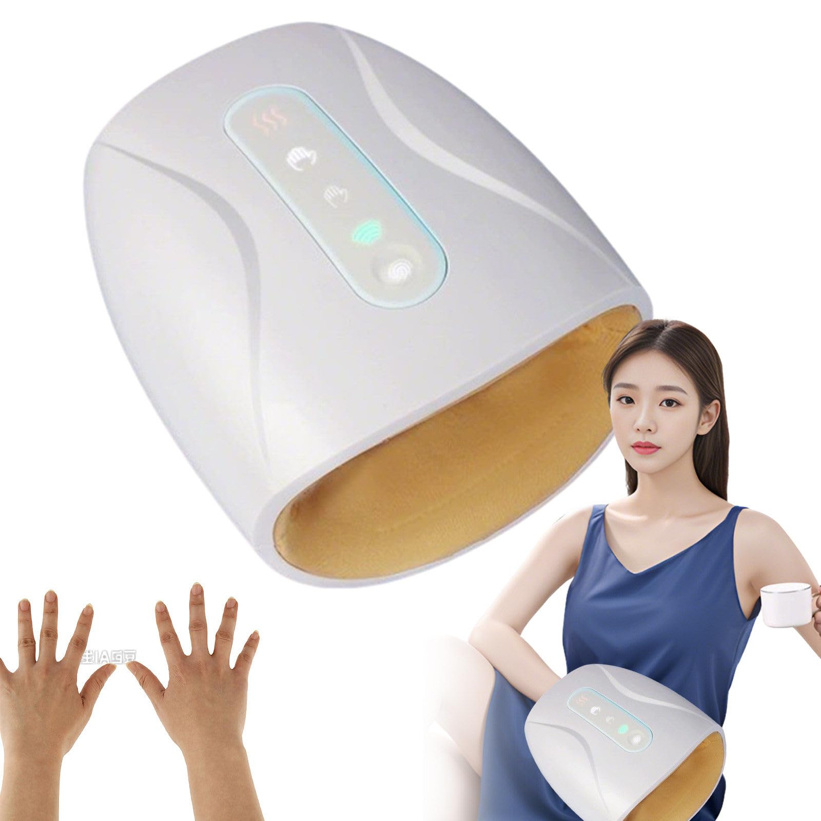 Masajeador de Manos inalámbrico con máquina de Calor, Masaje multinivel, diseño con división de Dedos, 2 Niveles de Control de Temperatura, Agarre para Padres