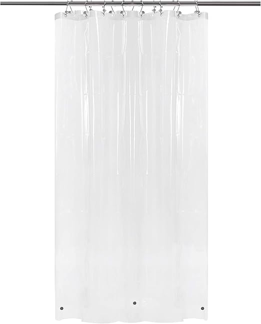 BAROSSA Design 48 inch Wide Stall Shower Curtain Liner with 3 Magnets - PEVA, Waterproof, PVC Free, Metal Grommets, Clear, 48x72