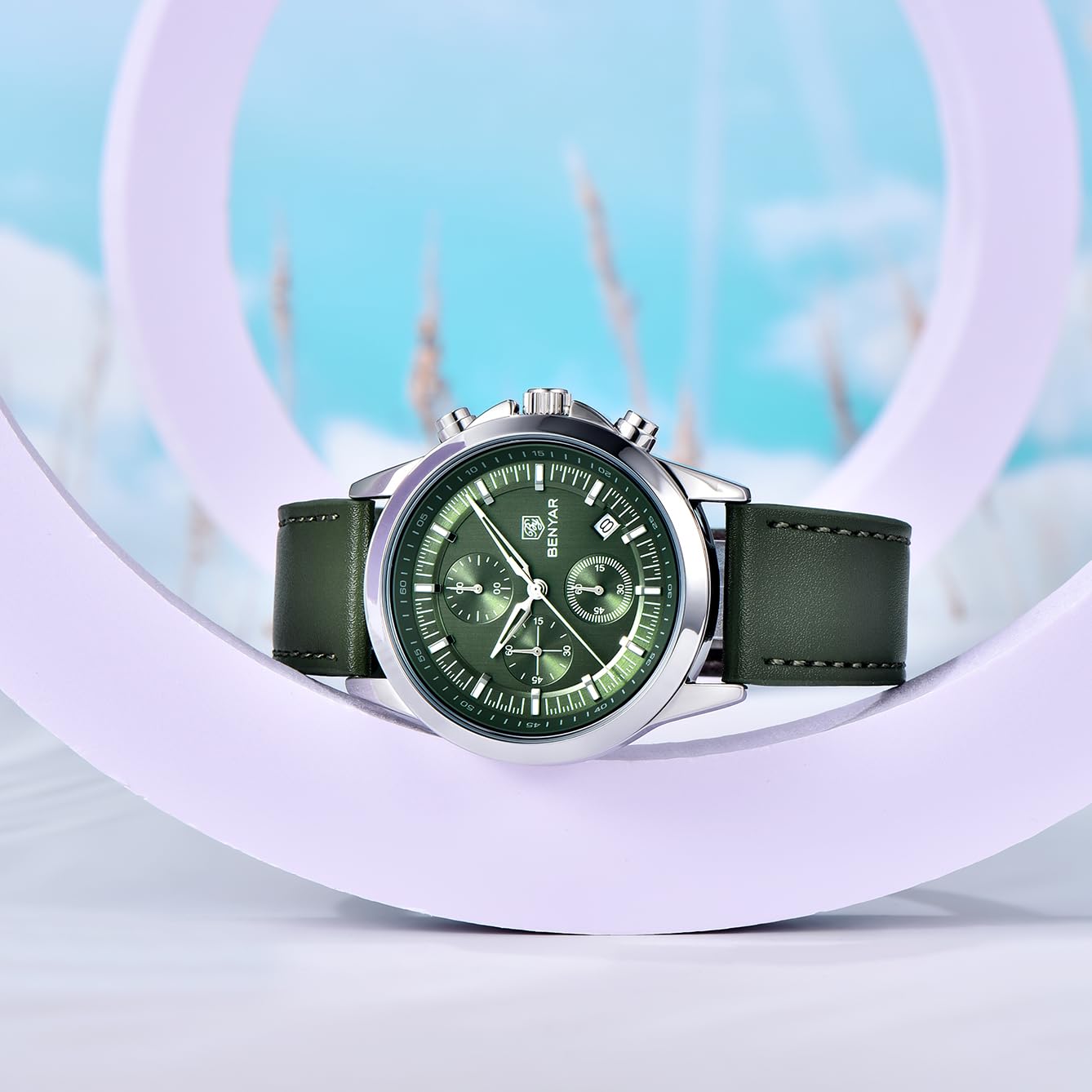 BENYAR Herrenuhr Chronograph Analog Quarz Herren Wasserdicht Leuchtende Datum Armbanduhr Mode Business Kleid Herrenuhr