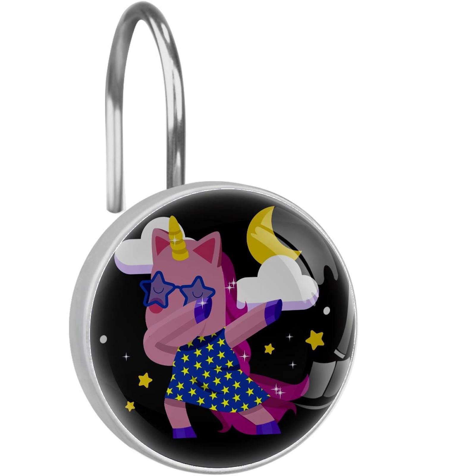 Anneaux de rideau de douche licorne bleu marine haut de gamme pour tringle robuste