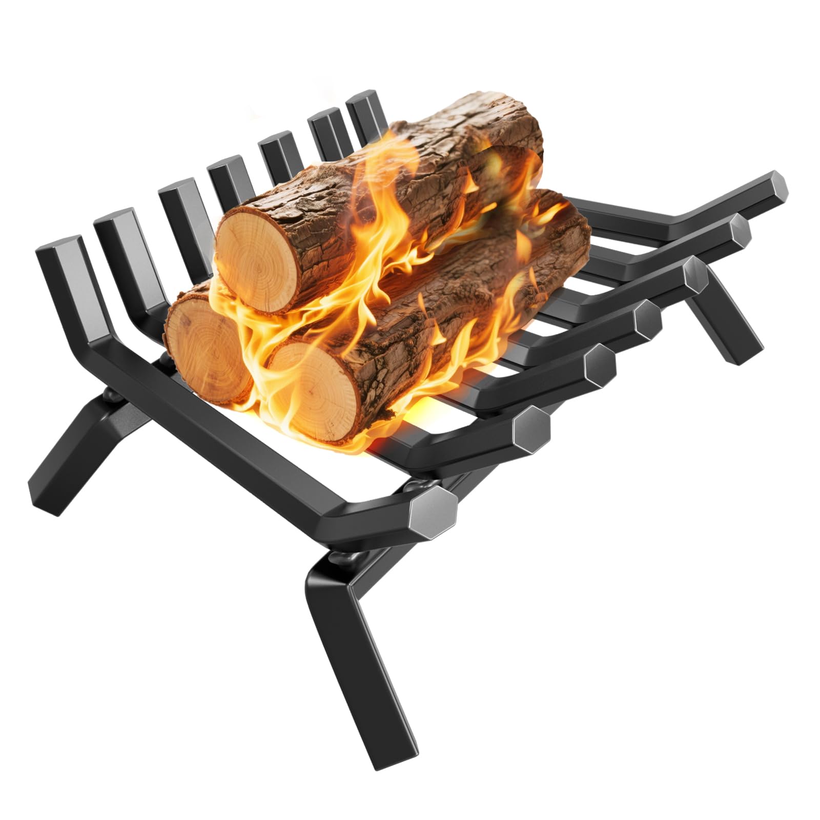 AMAGABELI GARDEN & HOME Fireplace Grate 30 inch Fire Pit Grate Fire Place Log Holder Wrought Iron Heavy Duty Solid Steel Indoor Outdoor Camping Hearth Firepit Firewood Wood Burning Rack Stove