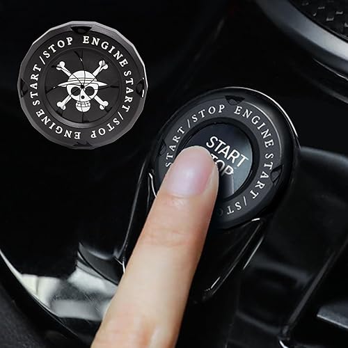 Cubierta de botón de arranque giratorio para el motor de coche, cubierta de botón de parada antiarañazos, aleación de zinc universal, color negro,