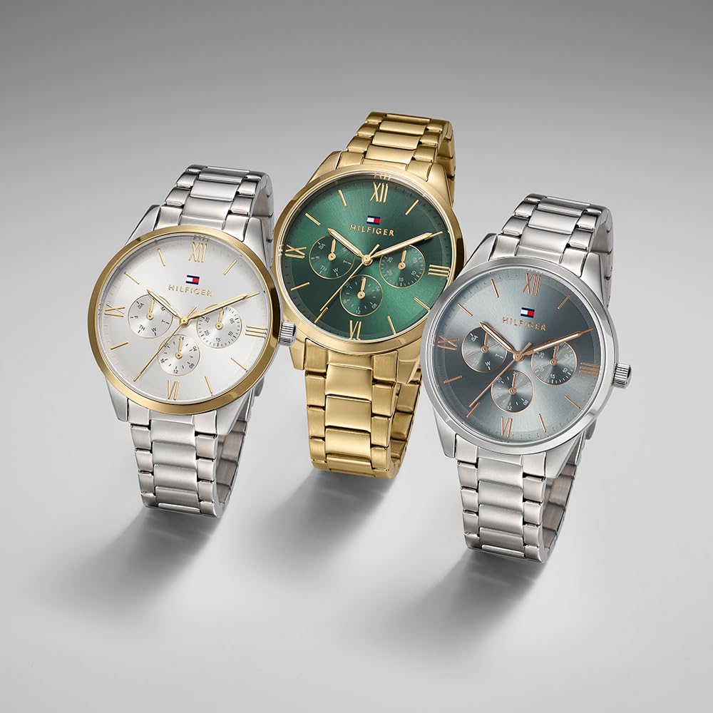 Tommy Hilfiger Multi Zifferblatt Quarz Uhr für Damen mit Edelstahlarmband