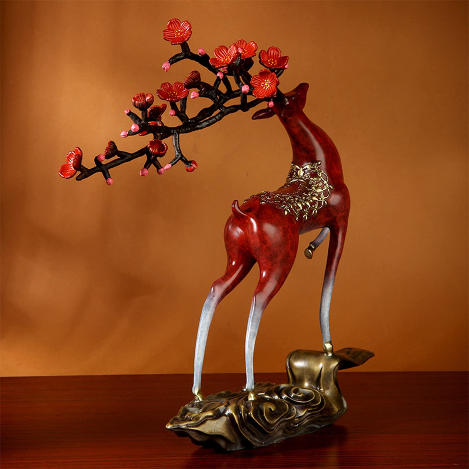 置物　鹿像　銅製　縁起物 Amazon.co.jp: 大きな真鍮の鹿の像、幸運の鹿の置物ホーム