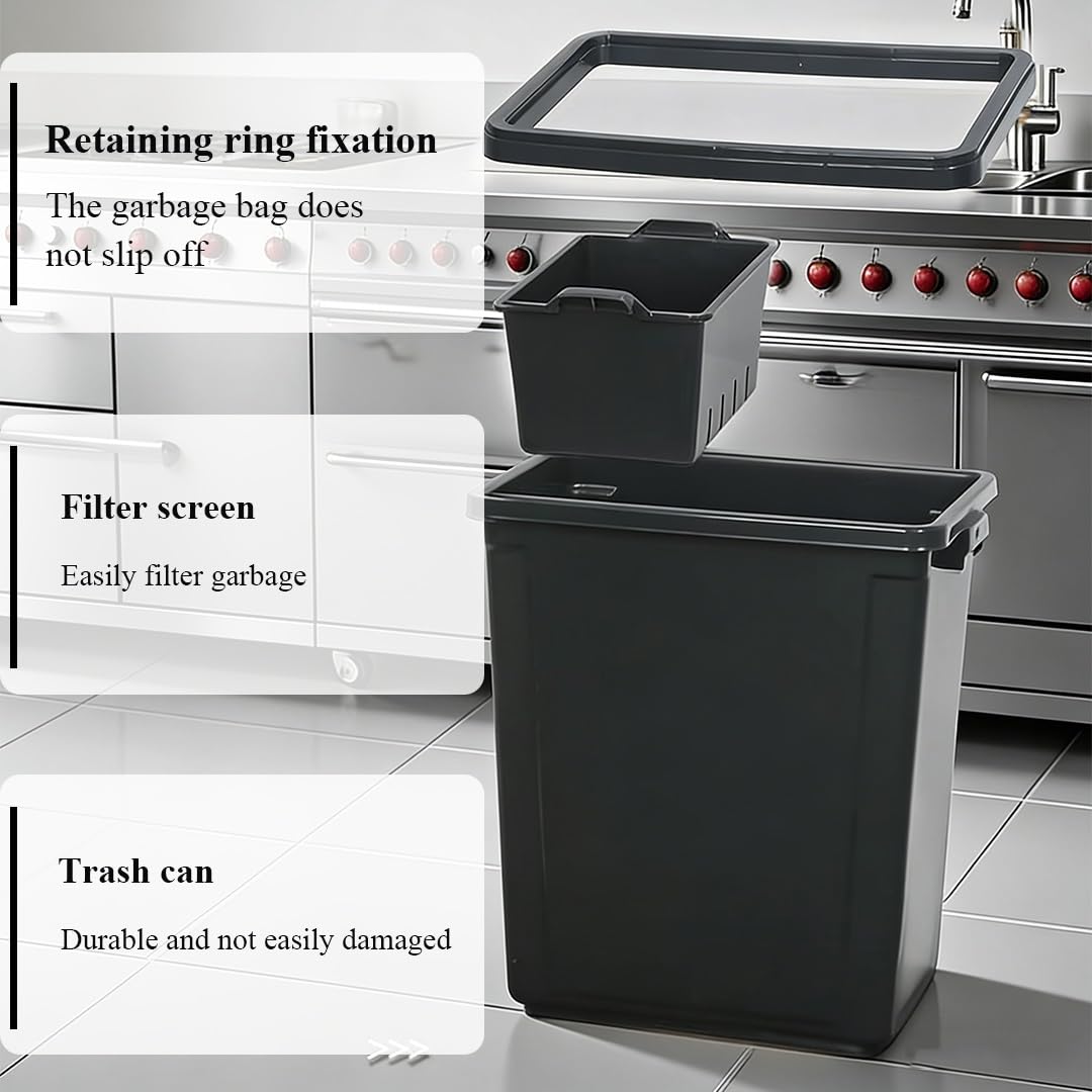 Outdoor Garbage Can，Commercial Office Wastebasket,Recycle Waste Garbage Container for Kitchen Cabinet Pullouts, Both Indoor Or Outdoor Use，Restaurants/Hospitals/Offices(Green)