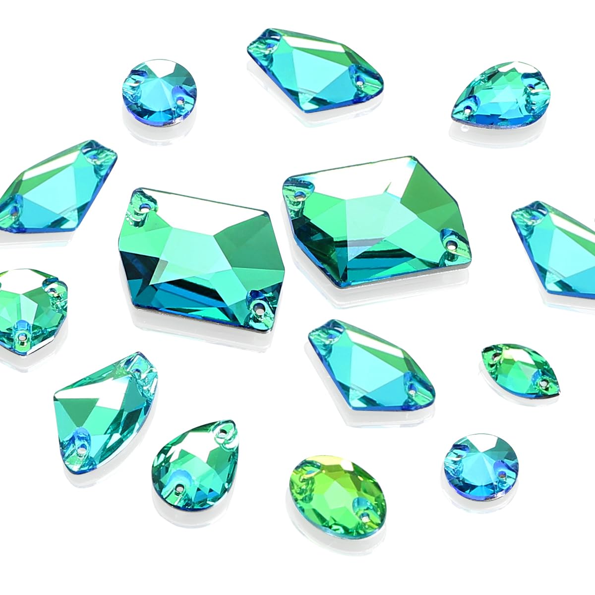 DONGZHOU Rhinestones for Textiles 71 Pieces Rhinestones for Sewing with Holes Flatback Sewing Stones Mix Shape Glass Crystal Gemstones for Jewellery Shoes