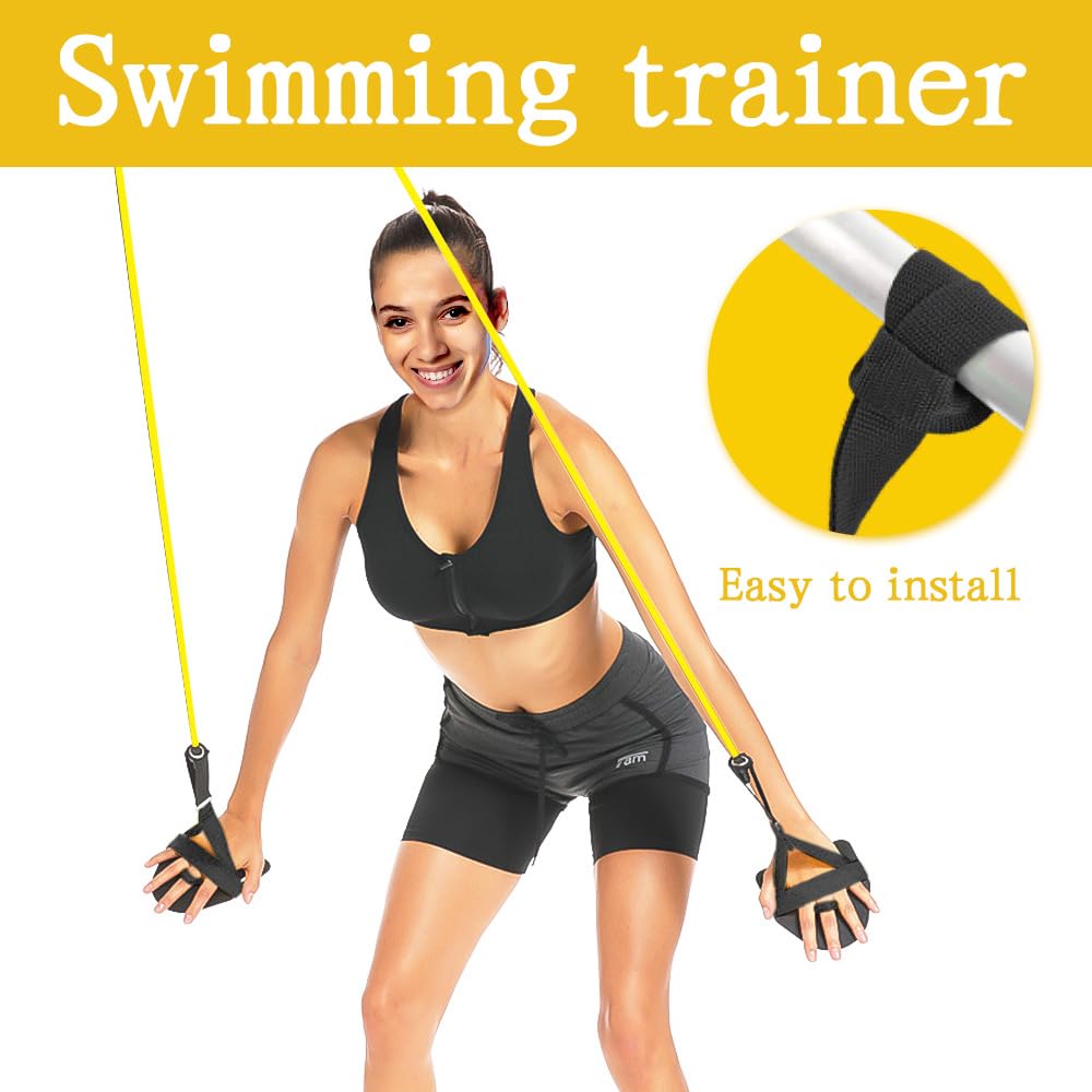 Corda Di Trazione Per Nuoto 2-in-1 - Con Pagaie E Fasce Di Resistenza | Allenamento Braccia Per Bambini