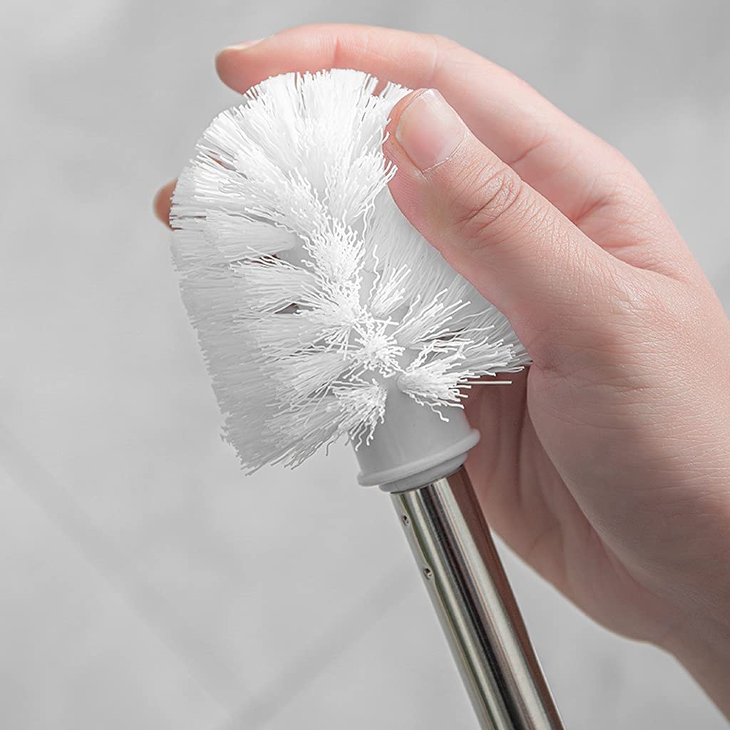 HASMI Klobürste Toilettenbürstenhalter Haushalt Kein Sackgasse WC Reinigungsbürste Badezimmer Weiches Haar Toilettenschüsselbürste Edelstahl Griff Toilettenbürsten Set Toilettenbürste (Color : Wit)