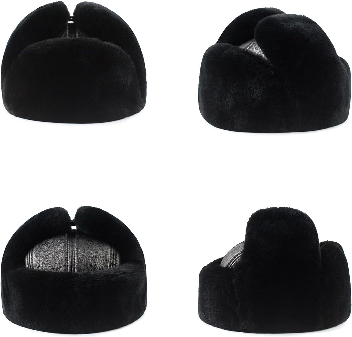 Winter Hats,Bomber Hat Unisex Leather Trooper Trapper Hat, Thick Cowhide Hunting Hat with Earflaps Outdoor for Men Winter,A-55-56cm