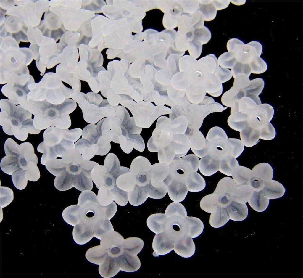 HoitoDeals Acrylic Frosted Lucite Bead Caps Flower Design Beading For Jewellery