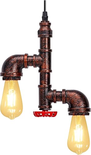 Miniatura 2 de Kawell Lámparas colgantes vintage, lámpara de techo industrial retro, lámpara de techo creativa de tubería de agua, lámparas colgantes Art Deco