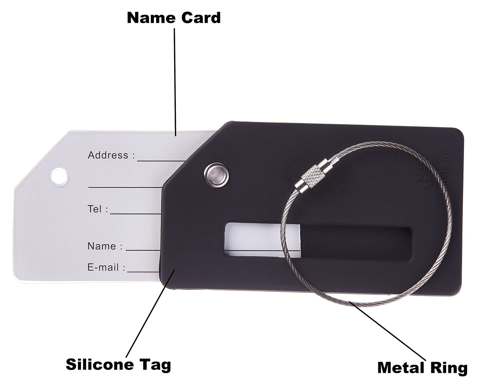 5 Etichette Identificative Per Bagagli In Silicone Arancione: Targhette Con Anello In Acciaio E Copertura Privacy Per Valigie, Zaini E Borse - copertina