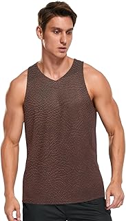 Camiseta sin mangas de verano para hombre, elegante, color marrón oscuro, chaleco deportivo de secado rápido, para entrenamiento, gimnasio, entrenamiento, camiseta de piel con textura