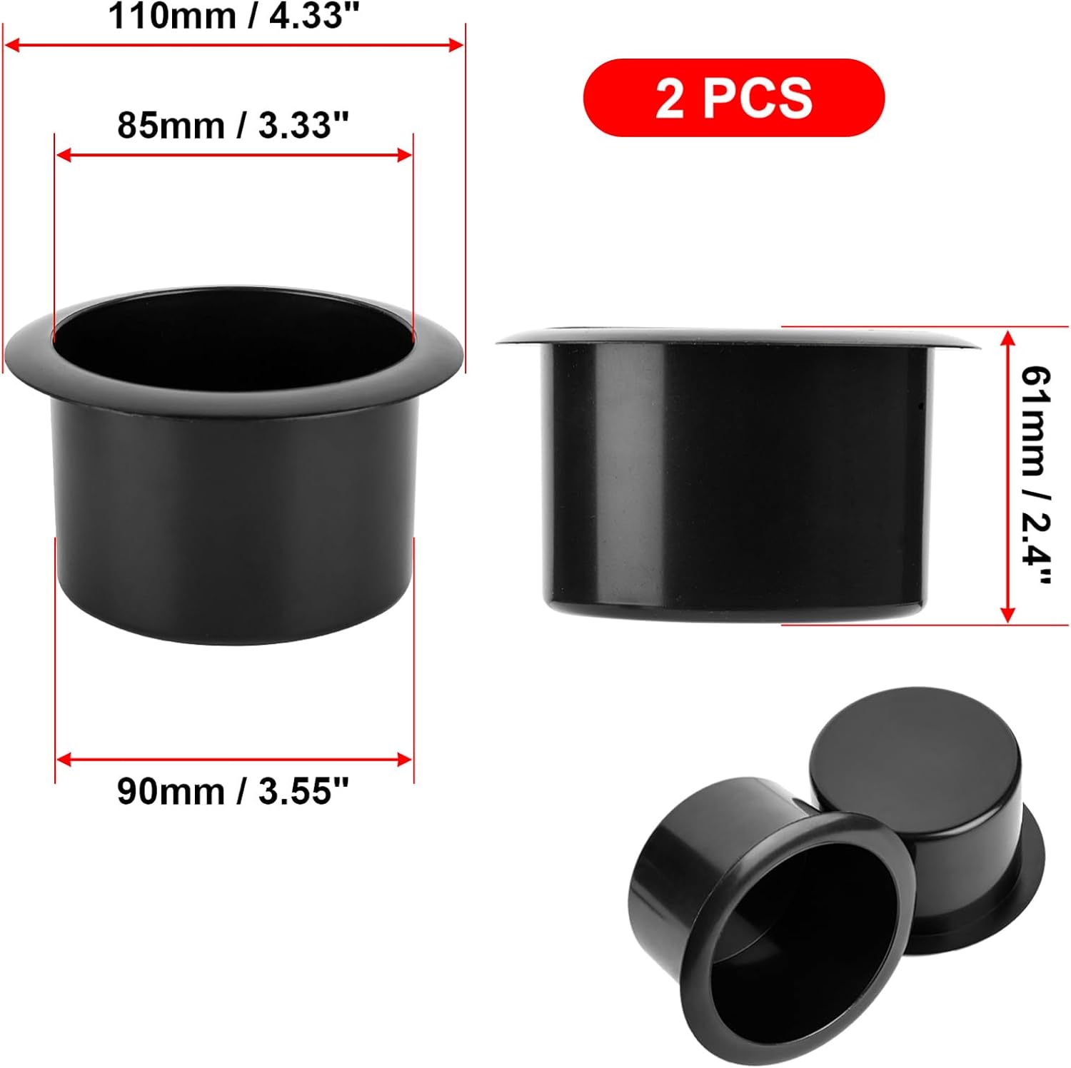 CM Pack of 2 Boat Cup Holder Replacement Plastic Cup Can Bottle Holder Boat Cup Holder Insert Replacement Container for Couch Car Sofa Boat Rv Recliner Truck Poker Table