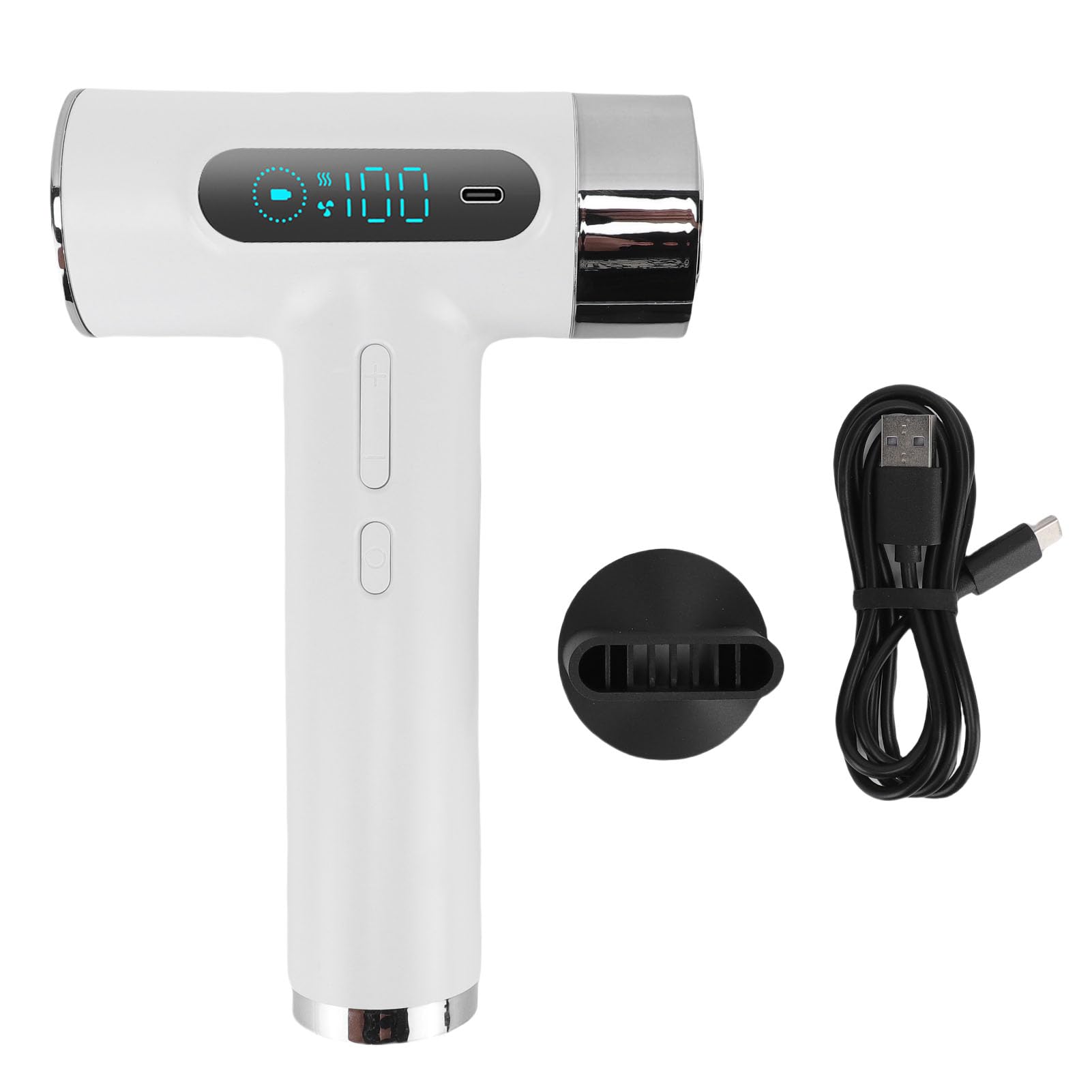 Akku-Haartrockner, 300 W, Wiederaufladbar, USB-Motor, 100.000 U/min, 30 M/s Luftstrom, 15.600 MAh Akku, Kalter, Heißer Wind, Kompakter Reiseföhn mit Konzentratordüse, für Camping Im