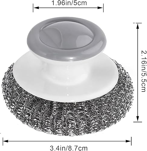 Miniatura 2 de Onewly Paquete de 2 fregadores y raspadores de lana de acero, depurador de acero inoxidable para limpiar hierro fundido, platos, ollas, sartenes,