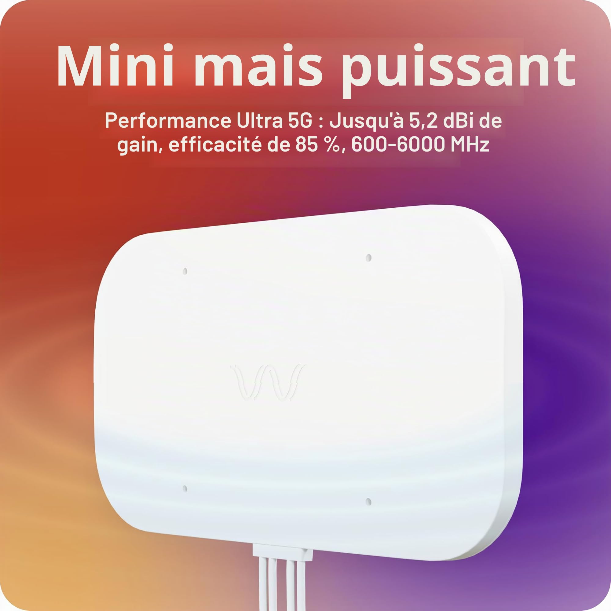 Waveform QuadMini Antenne externe MIMO 4x4 | Antenne omnidirectionnelle pour routeurs et passerelles 4G/5G | pour Internet T-Mobile Home, Verizon, AT&T | Kit complet avec câble de 3 m et entrée
