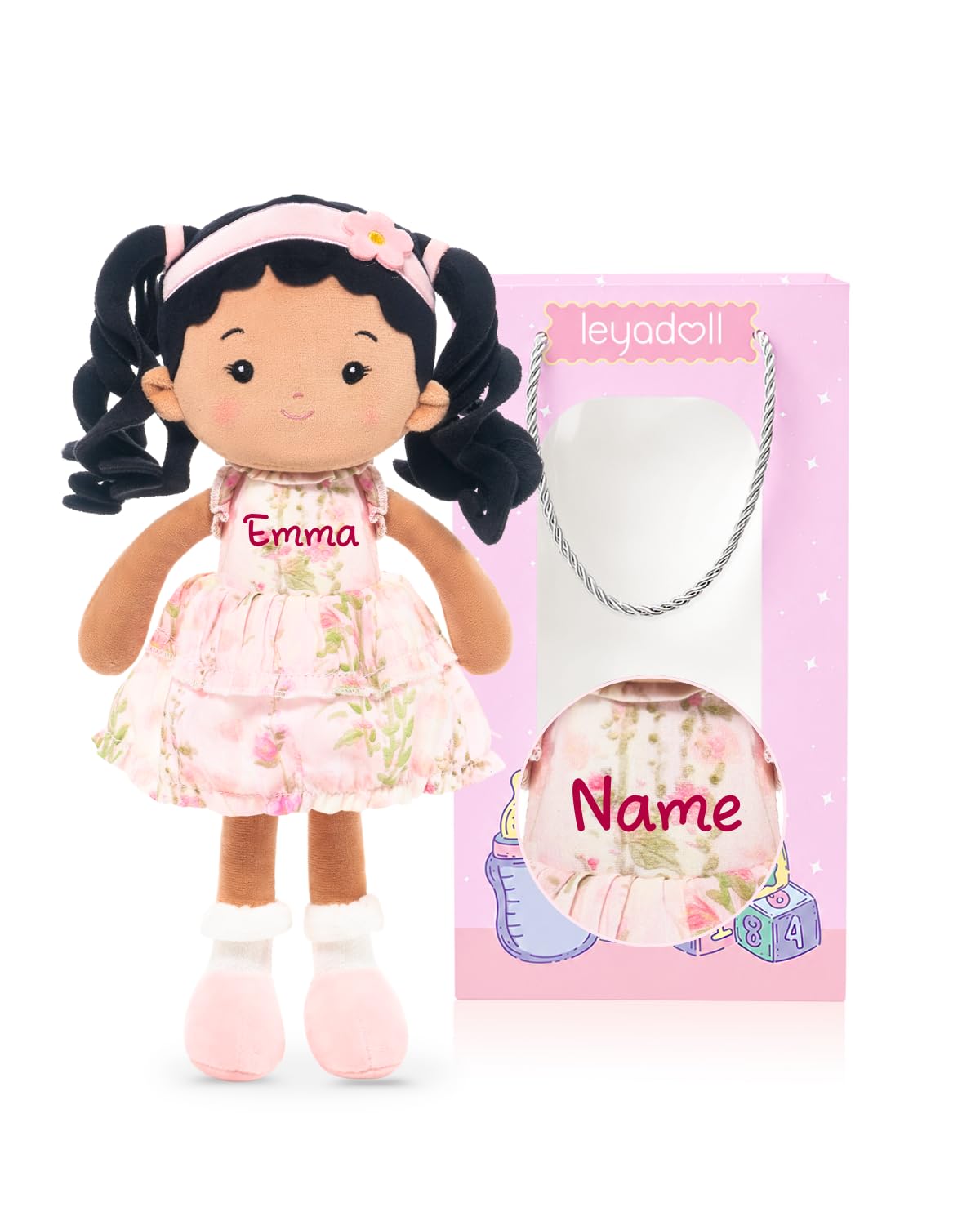 LeyaDoll Personalized Soft Baby Doll 12'',Rag Doll for 1 Year Old Girl Gift