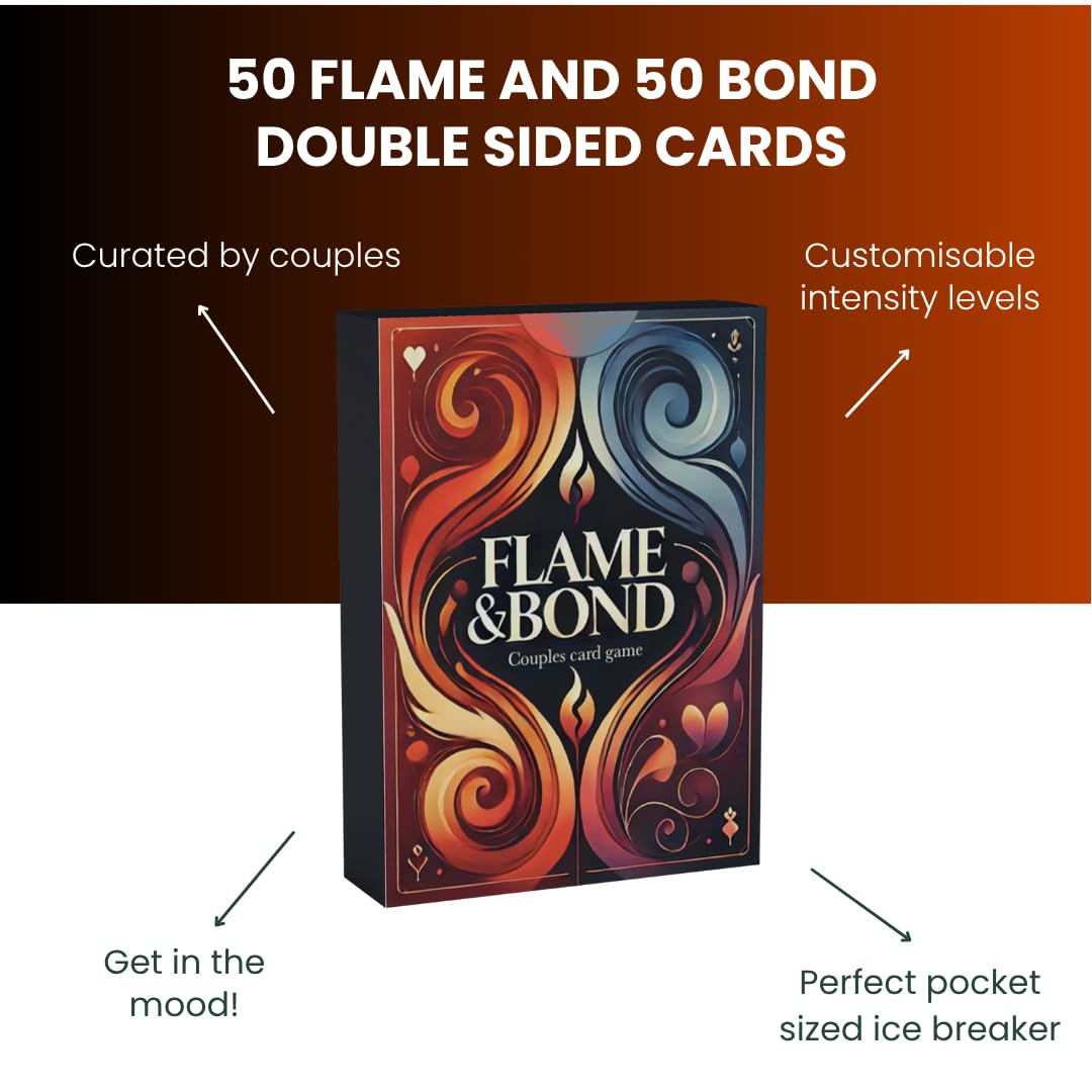 JB UK Flame and Bond, Couples Card Game, Spicy Dares & Questions Card Game for Couples, Romantic Fun for Date Night Boyfriend - Image 3