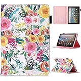 MonsDirect for Amazon Kindle Fire HD 8 & 8 Plus Case (12th/10th Generation 2024/2022/2020 Release), PU Leather Stand Cover, Auto Wake/Sleep with Pen Holder for Fire HD 8/8 Plus 2024/2022/2020, Rose