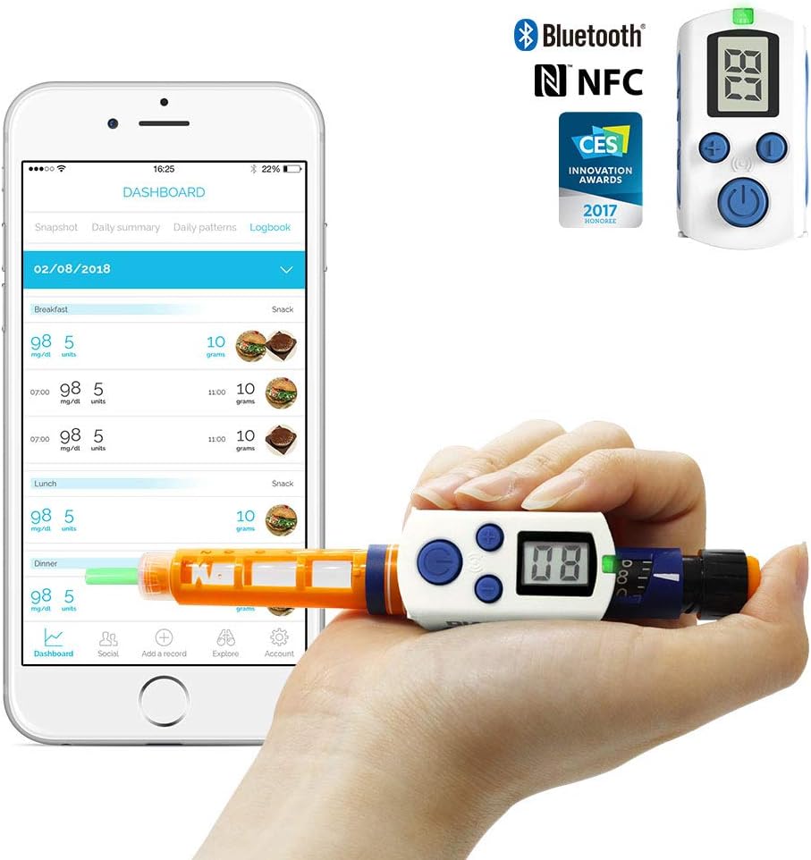 DIABNEXT Automatic Transmission of Injections to Your Smartphone - Bluetooth Connector for Insulin Pen