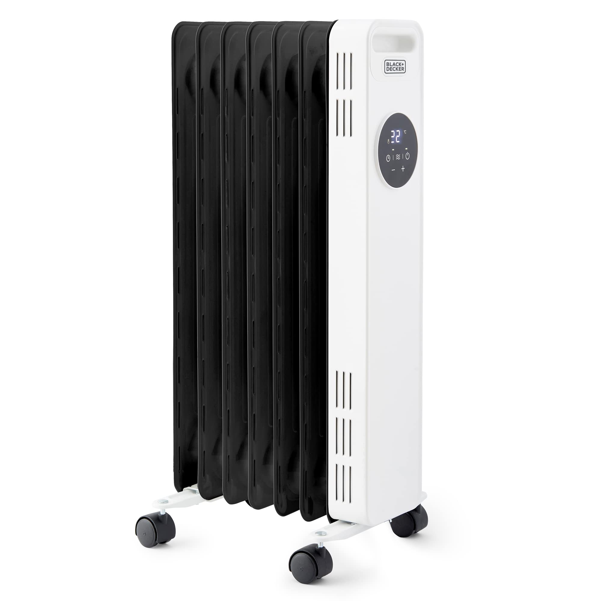 BLACK+DECKER BXRA43011GB Digital Oil Filled Radiator, 3 Heat Settings, Adjustable Thermostat and 24 Hour Timer, 1.5KW, White