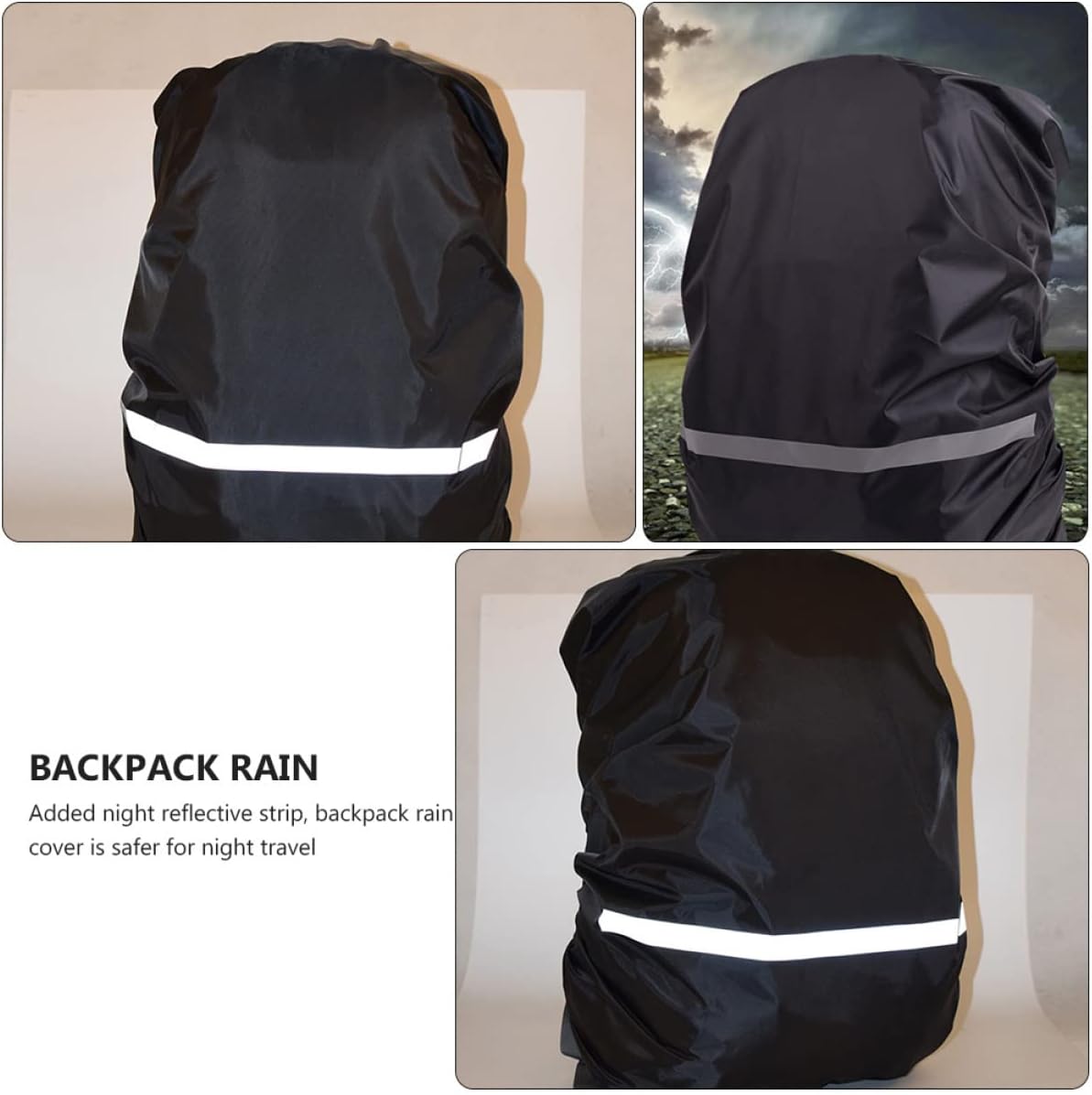 YARNOW 2pcs Outdoor Backpack Rain Cover Reflective Strips Strong Water-Repellent Fabric Stitching Elastic Edging