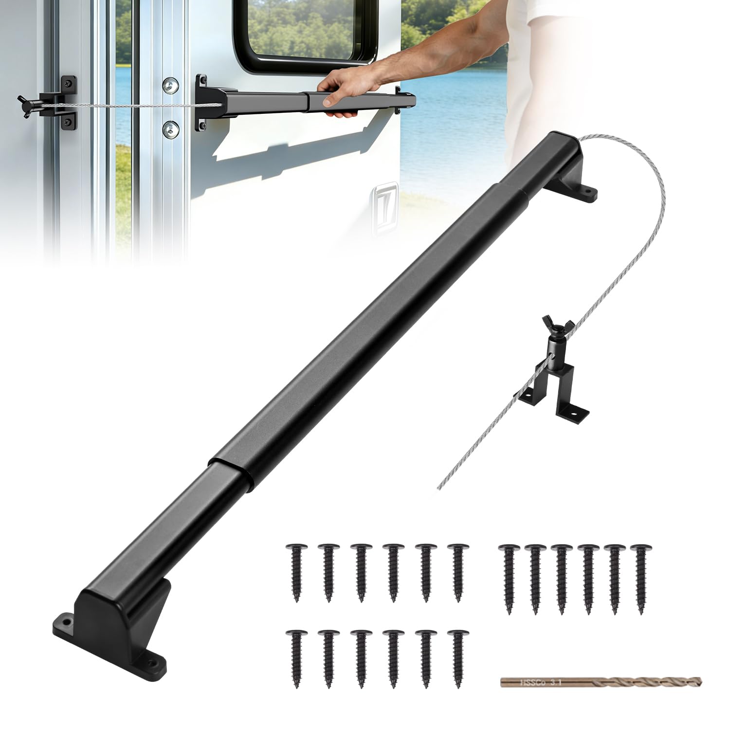 Photo 1 of Vidoya 2-in-1 Aluminum RV Screen Door Handle Grab Bar with Auto Closer