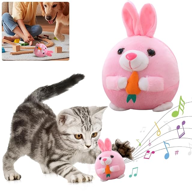 Foto 2 de 8 de AMZLORD juguetes de peluche que rebotan automáticamente, resistente a las mordeduras, música, vibración