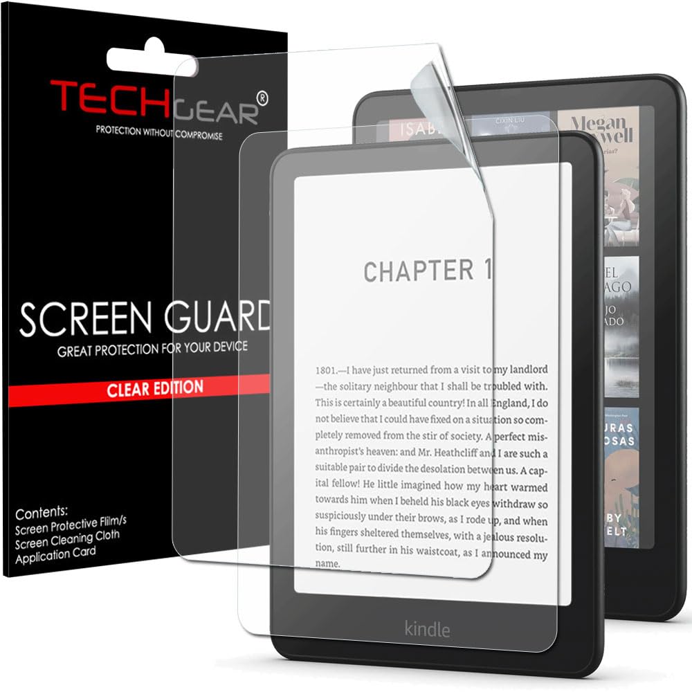 TECHGEAR 2-pak ochraniaczy ekranu do 17.8 cm Amazon Kindle Paperwhite/Signature/Paperwhite Kids/Kindle Colorsoft (wydanie 2024 / 12. generacji) CLEAR pełna osłona ekranu wyświetlacza LCD