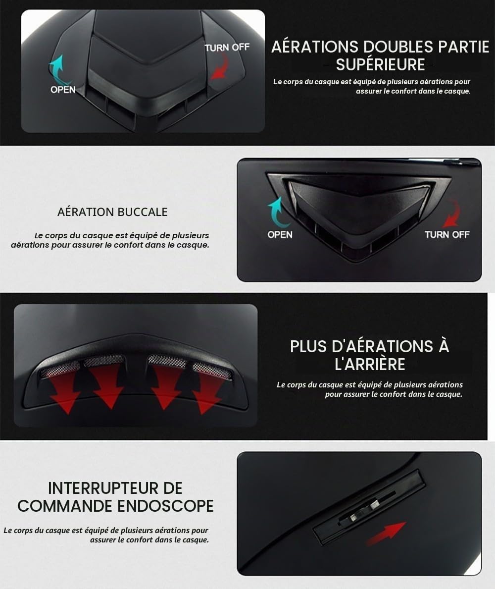 Casque Modulable Moto Bluetooth Intégral Casque avec Cadeaux, avec Double Visière, Adapté Aux Hommes Et Aux Femmes Adultes, S~XL