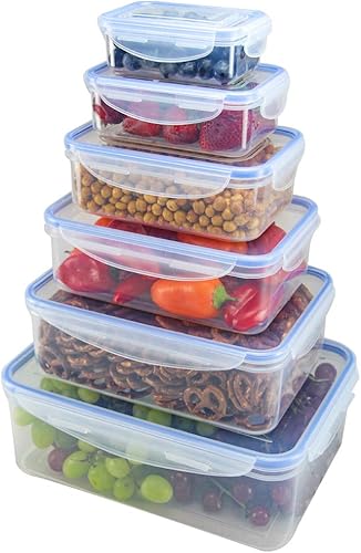 Miniatura 6 de Nicole Home Collection Recipientes de plástico para almacenamiento de alimentos con tapas de bloqueo, a prueba de fugas, herméticos, anidados, juego