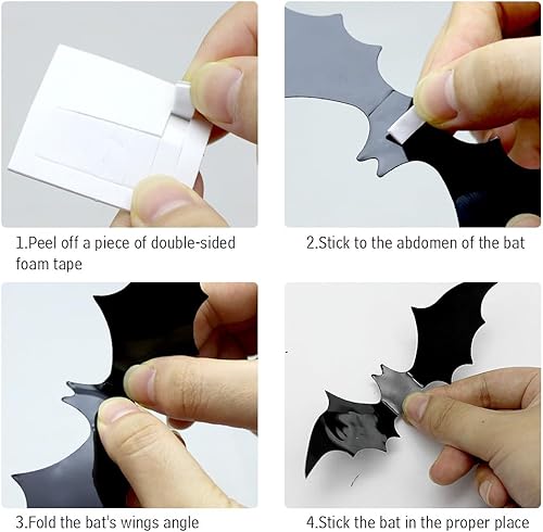 Miniatura 4 de 100 piezas de murciélagos para decoración de Halloween, murciélagos 3D, decoración de pared de PVC, calcomanías para Halloween, hogar, baño,