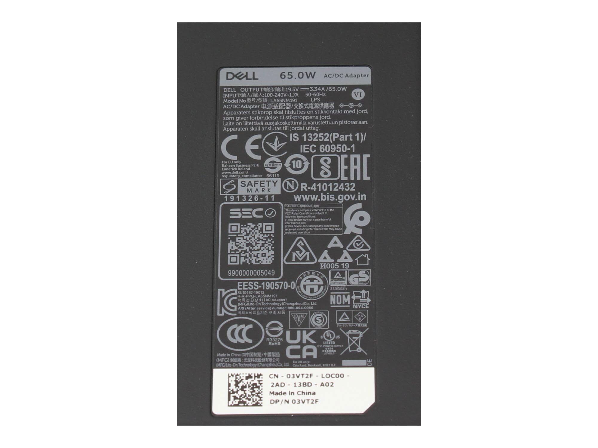 Original Dell Netzteil 65 Watt Für Inspiron 15 (5547) – Kleines Format, Inkl. Netzkabel