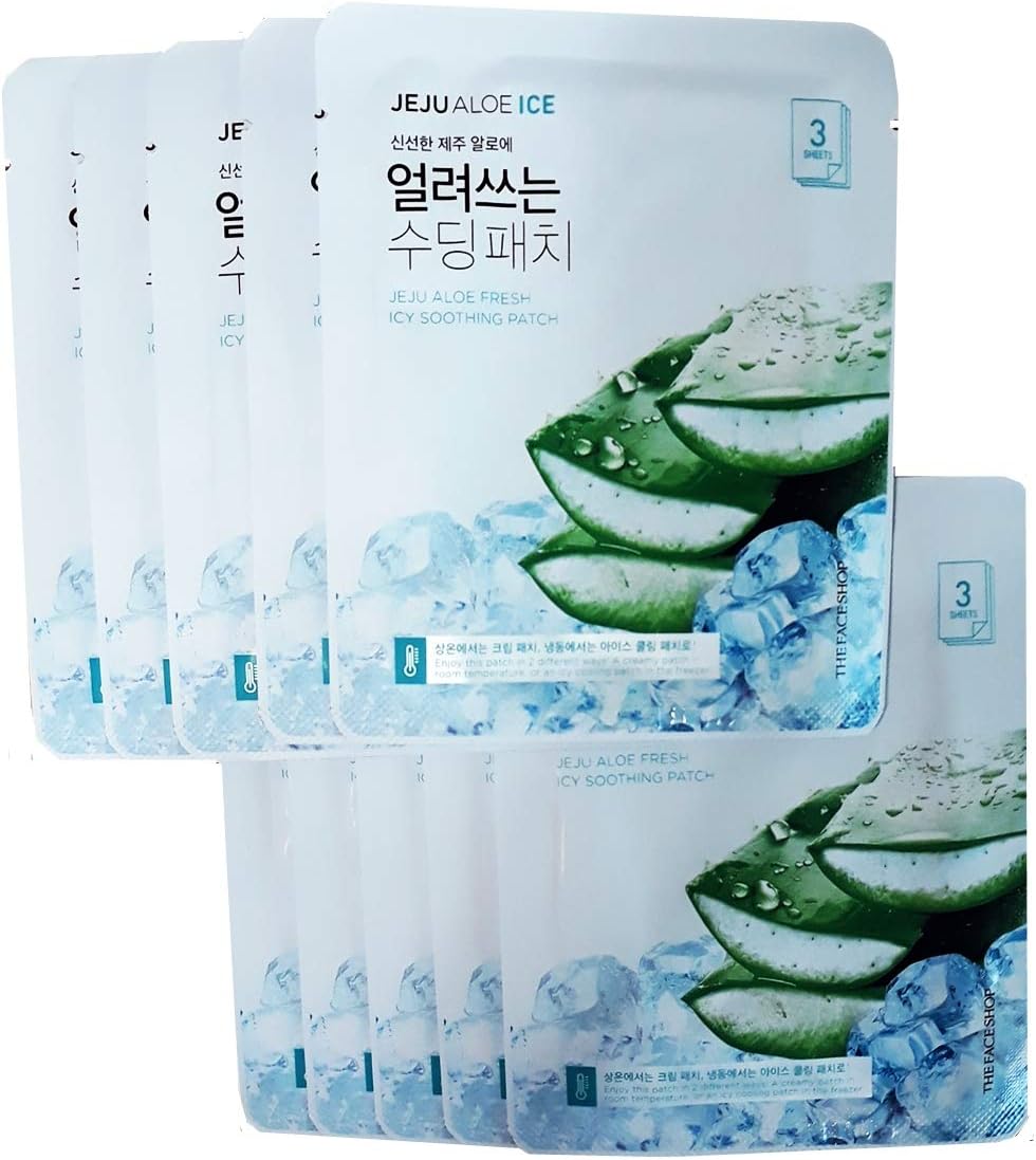 Jeju Aloe Fresh ICY SOOTHING PATCH 10pc Set 3 Sheets in Each Package Summer Ice Pack for Face