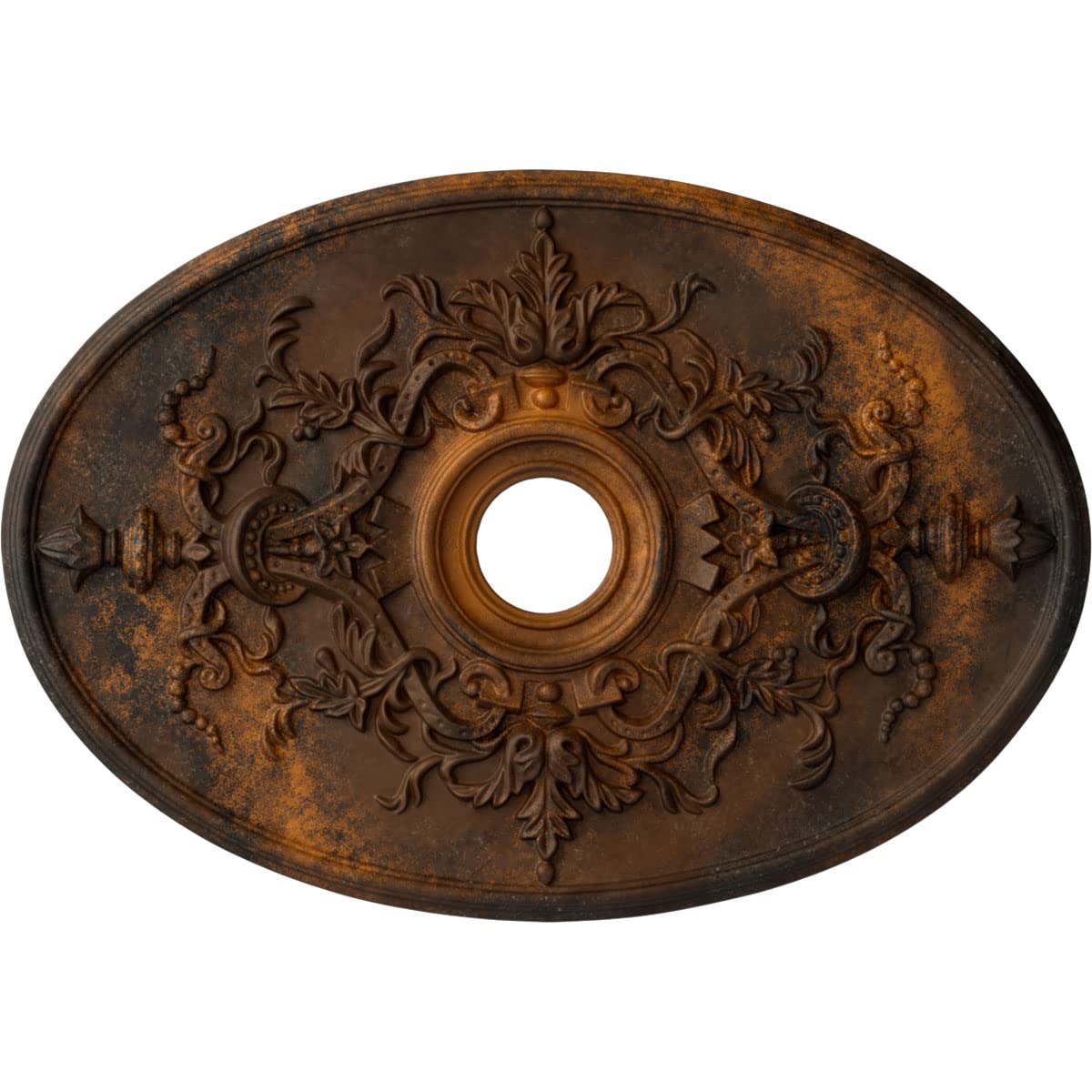Ekena Millwork CM21X30ALRUS Alexa Ceiling Medallion, 30 3/4"W x 21/14"H x 3 7/8"ID x 1 5/8"P, Hand-Painted Rust