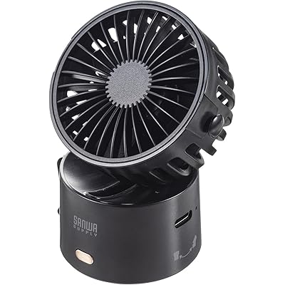 サンワサプライ モバイルファン 扇風機 コンパクト ミニ 4WAY(首掛け＆クリップ＆卓上＆手持ち) 3段階風量 マスクのムレ＆眼鏡のくもり対策/デバイスへの送 …