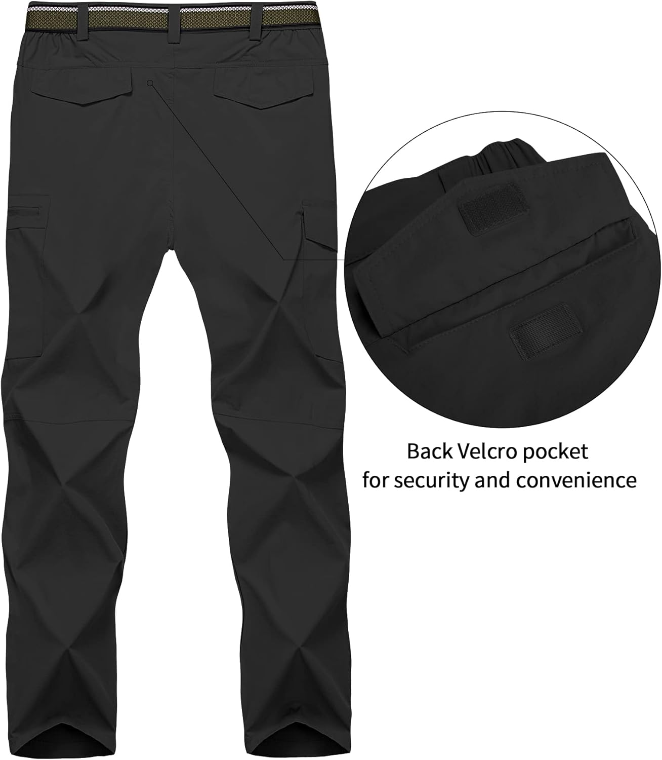 Mens Hiking Pants,Light Weight Cargo Outdoor Breathable with 6 Pockets, Summer Casual Quick Dry Waterproof Fishing Pants - Image 2