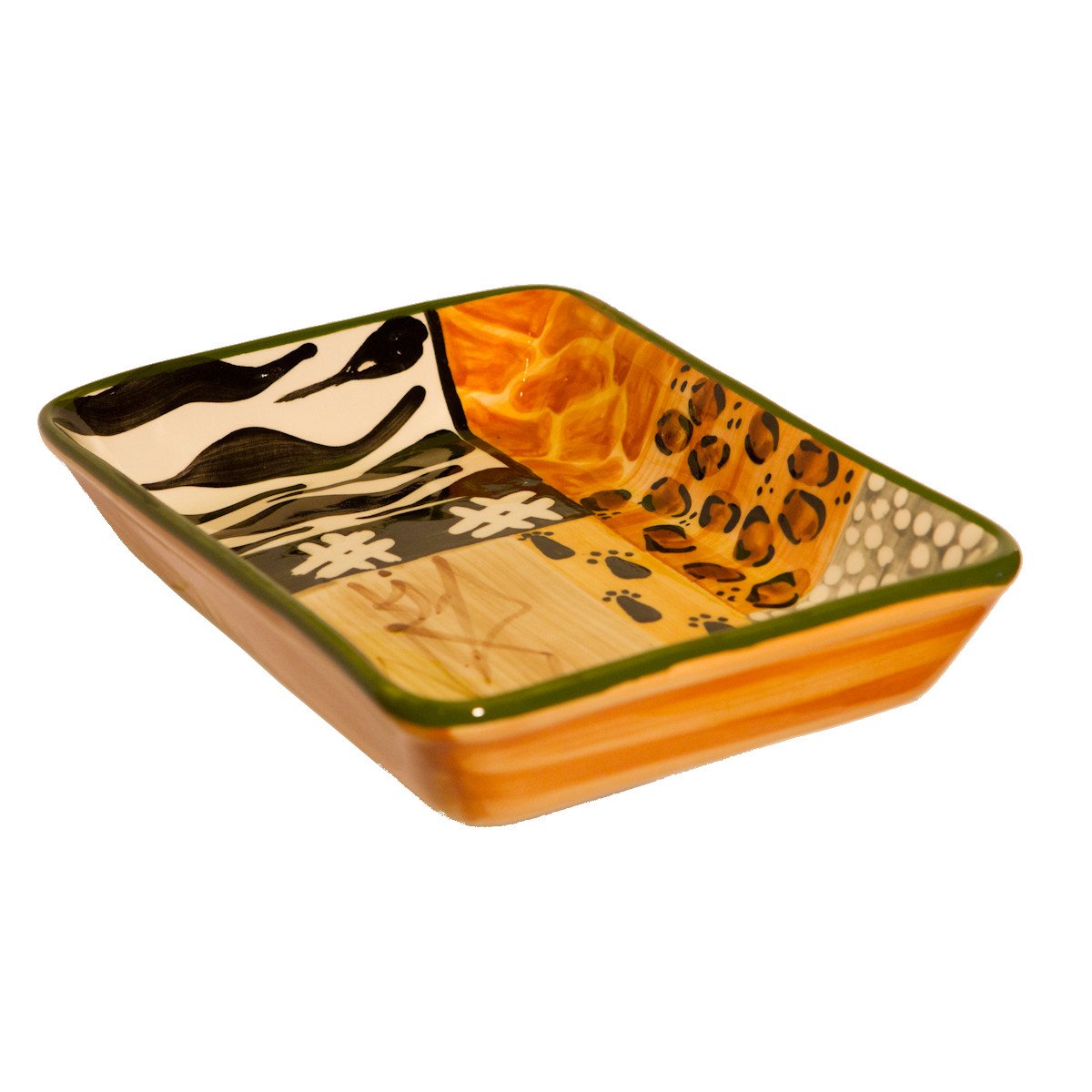 African para horno cacerola de gratinado horno plato diseño Safari (medio) tiramisú recipiente hecho a mano y pintado de cerámica pottery – fabricado en Afric
